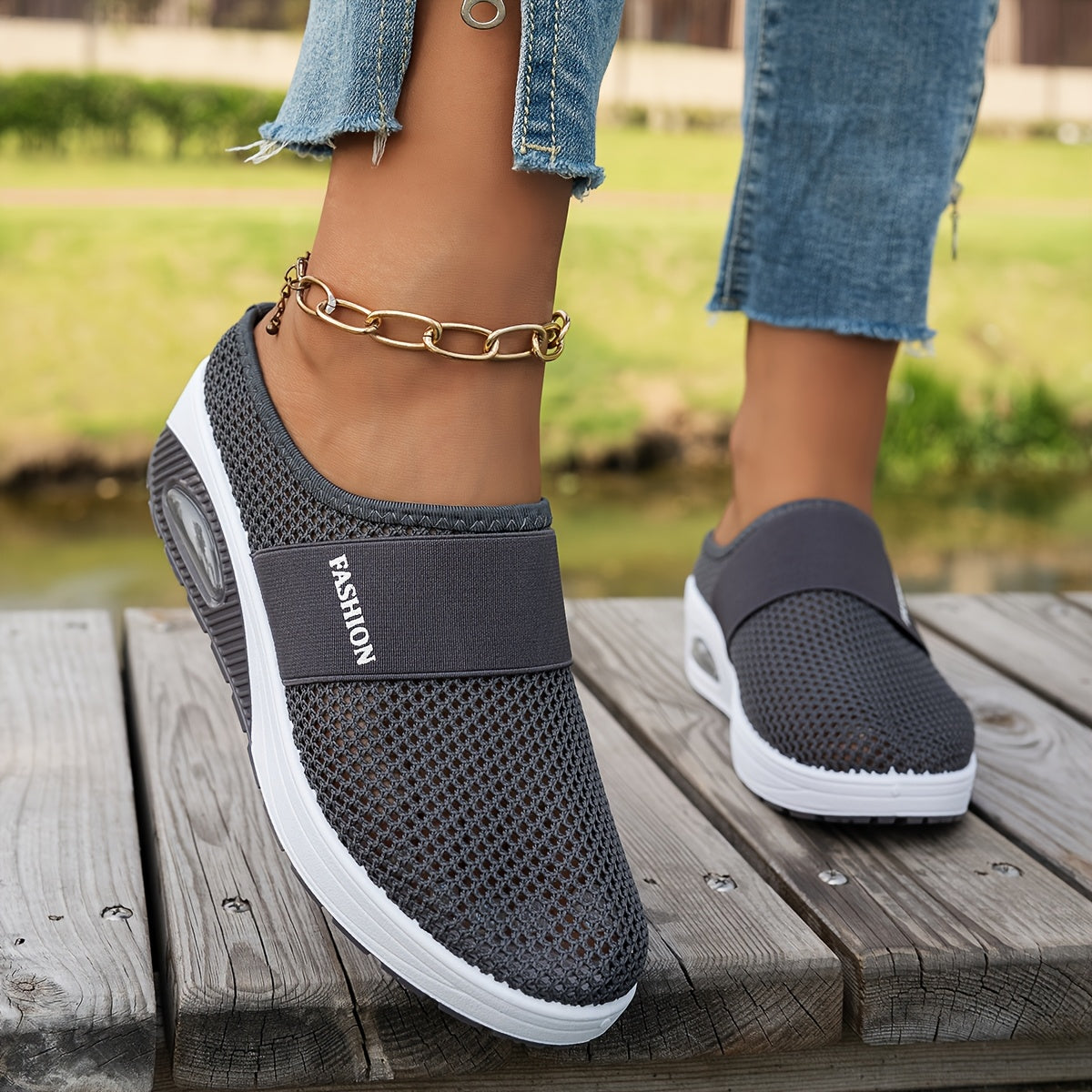 Women Lightweight Slip-On Wedge Sandals Breathable Mesh Casual Summer Shoes
