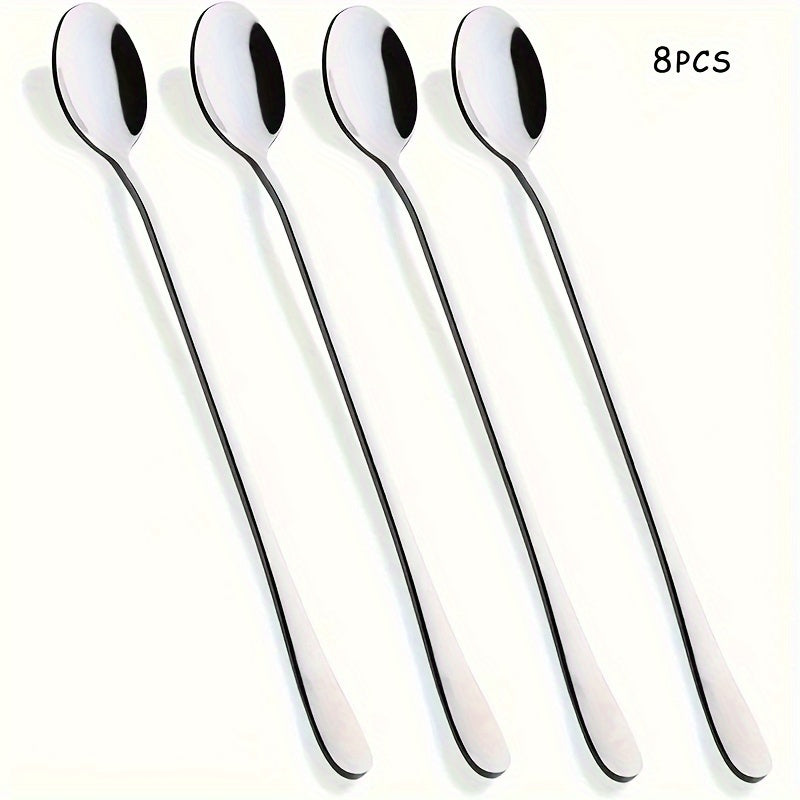 Stainless Steel Long-Handled Spoon for Coffee Tea Ice Cream Stirring 2/4 Pack