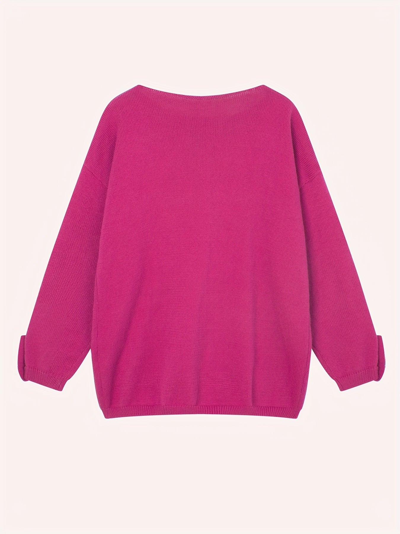 Plus-Size Women's Autumn Winter Sweater with Pockets and Slanted Shoulders