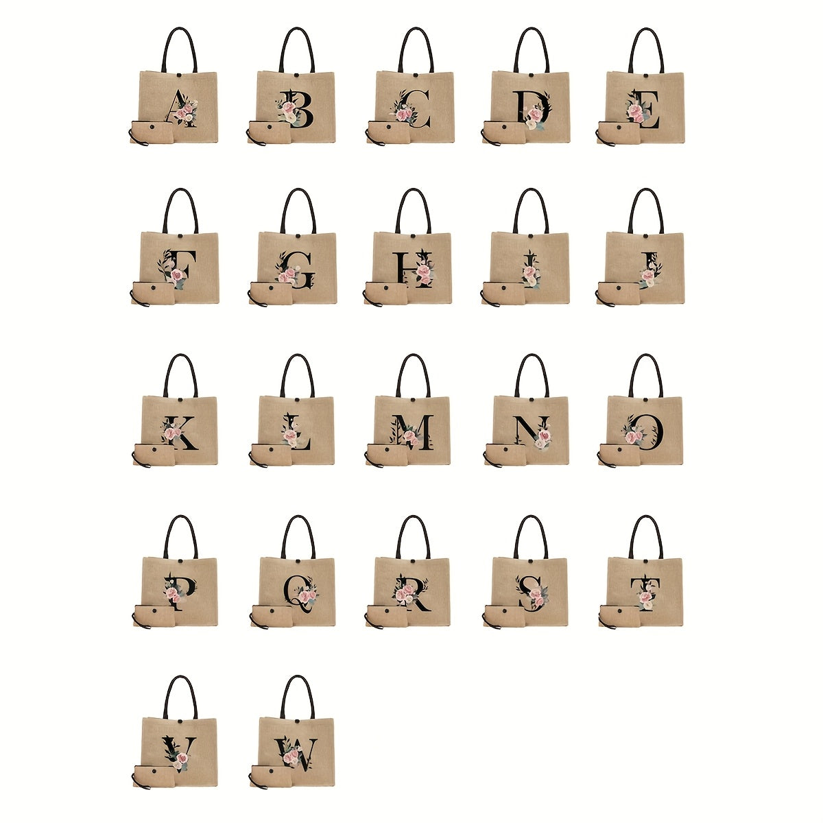 Linen Handbag Large Capacity Travel Makeup Teacher Tote Shopping Bag Khaki