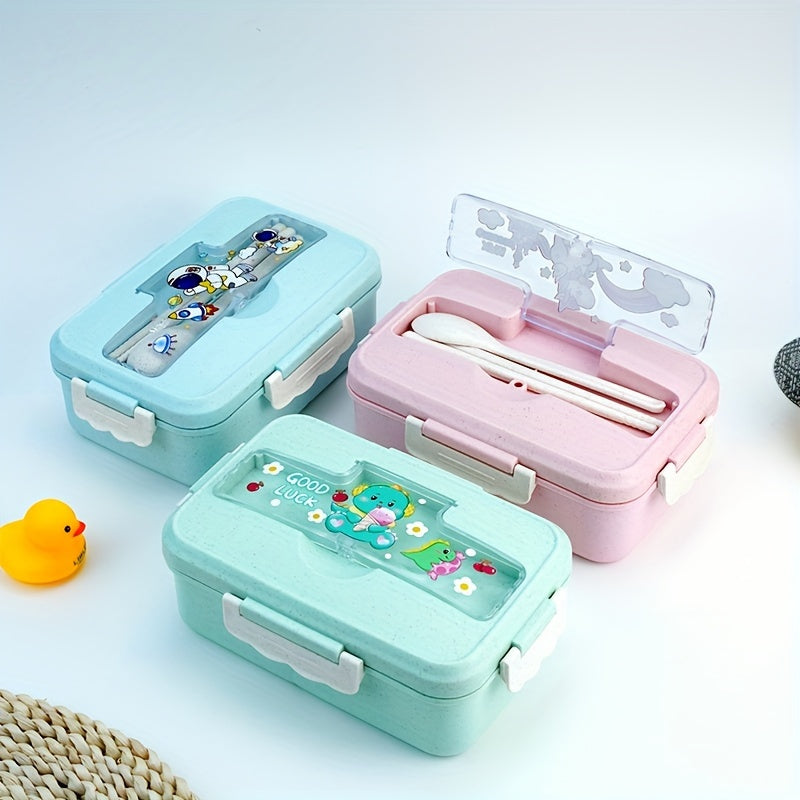 Leak-Proof Insulated Lunch Box with Cartoon Design, Microwave Safe Bento for Students and Professionals