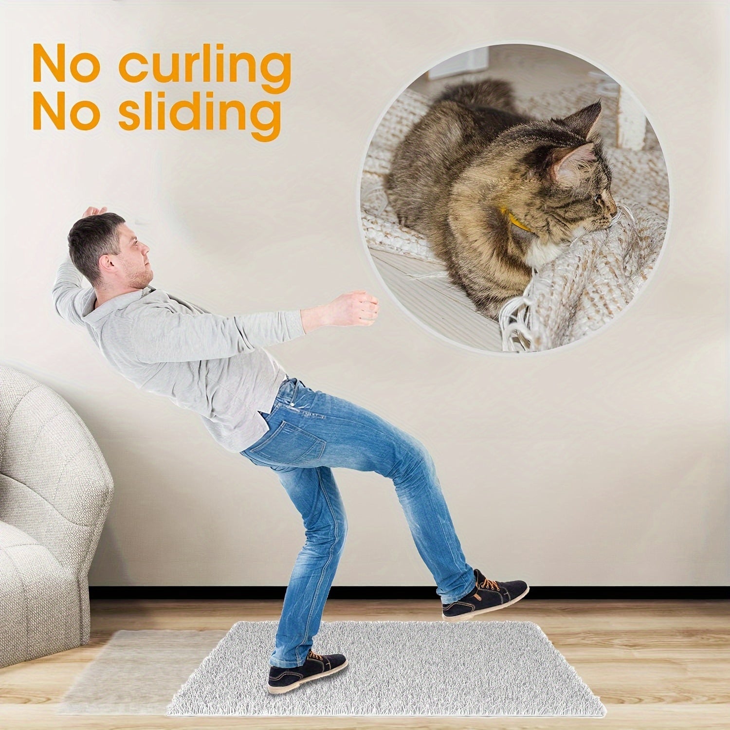 Qora akril mato lenta yopishqoqsiz yuviladigan gilam tutqichlari yog'och pol uchun