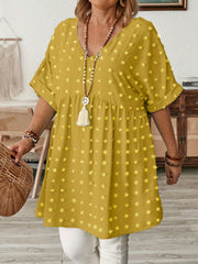 Plus Size Women's V-Neck Batwing Sleeve Blouse Breezy Lightweight Top