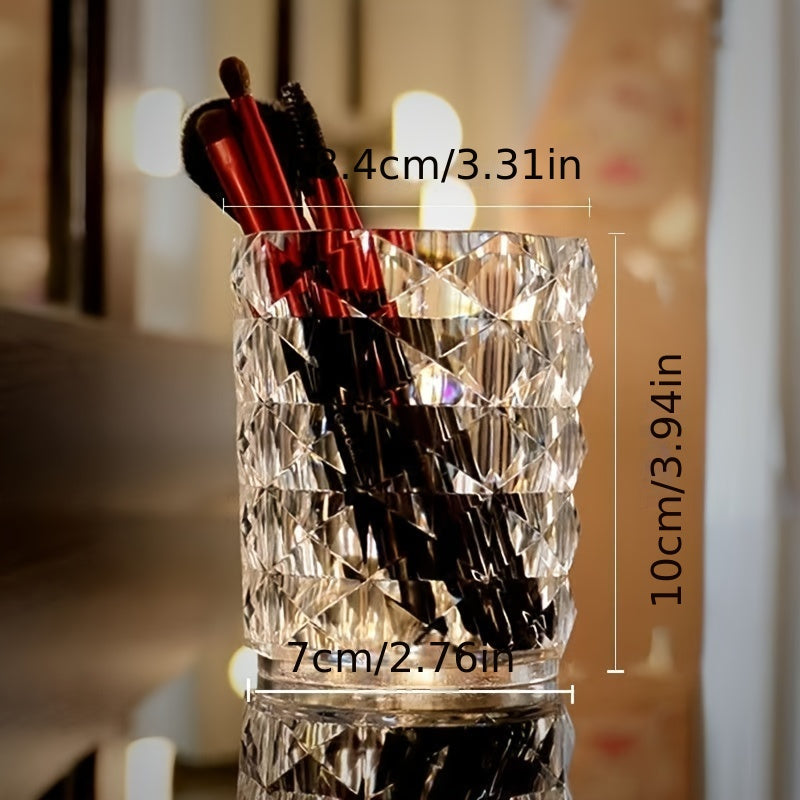 Diamond-Textured Makeup Brush Organizer for Lightweight Countertop Storage
