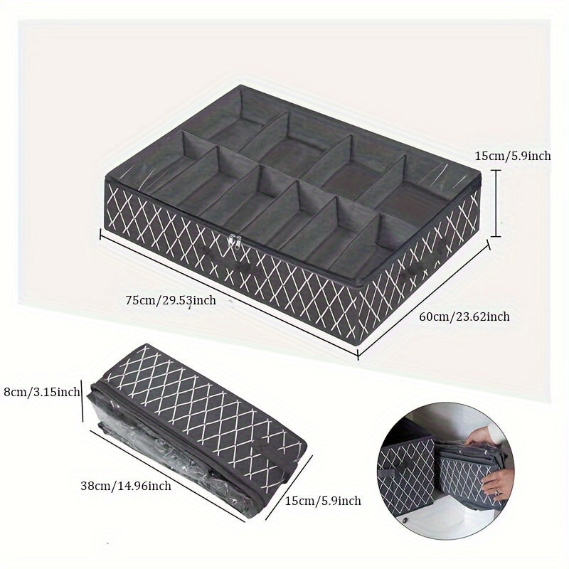 Lightweight Underbed Shoe Storage Box with Geometric Pattern Foldable Dustproof Organizer