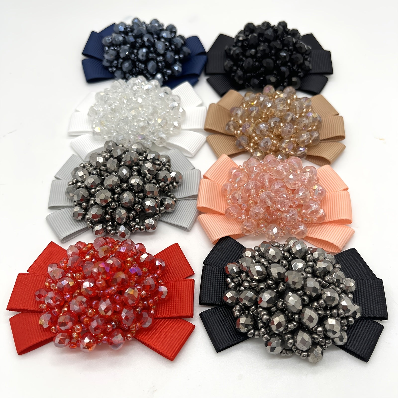 Women Beaded Bow Shoe Clips Detachable Sparkling Multicolor Shoe Accessories