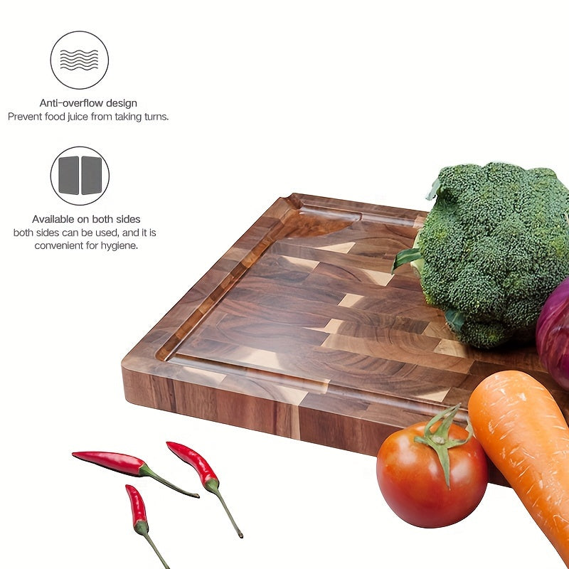 Durable Acacia Wood Cutting Board with Juice Groove for Fruits and Vegetables