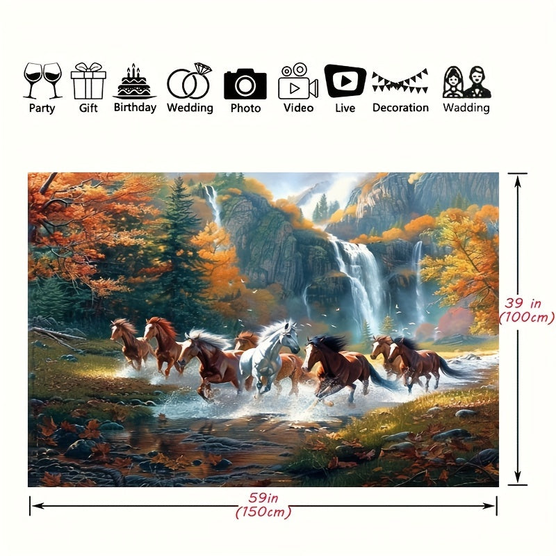 Turli tadbirlar uchun polyester ot mavzusidagi devor fon, elektr talab qilinmaydi. Sinflar, kutubxonalar, foto bo'limlar, studiyalar va bayramlar uchun ideal.