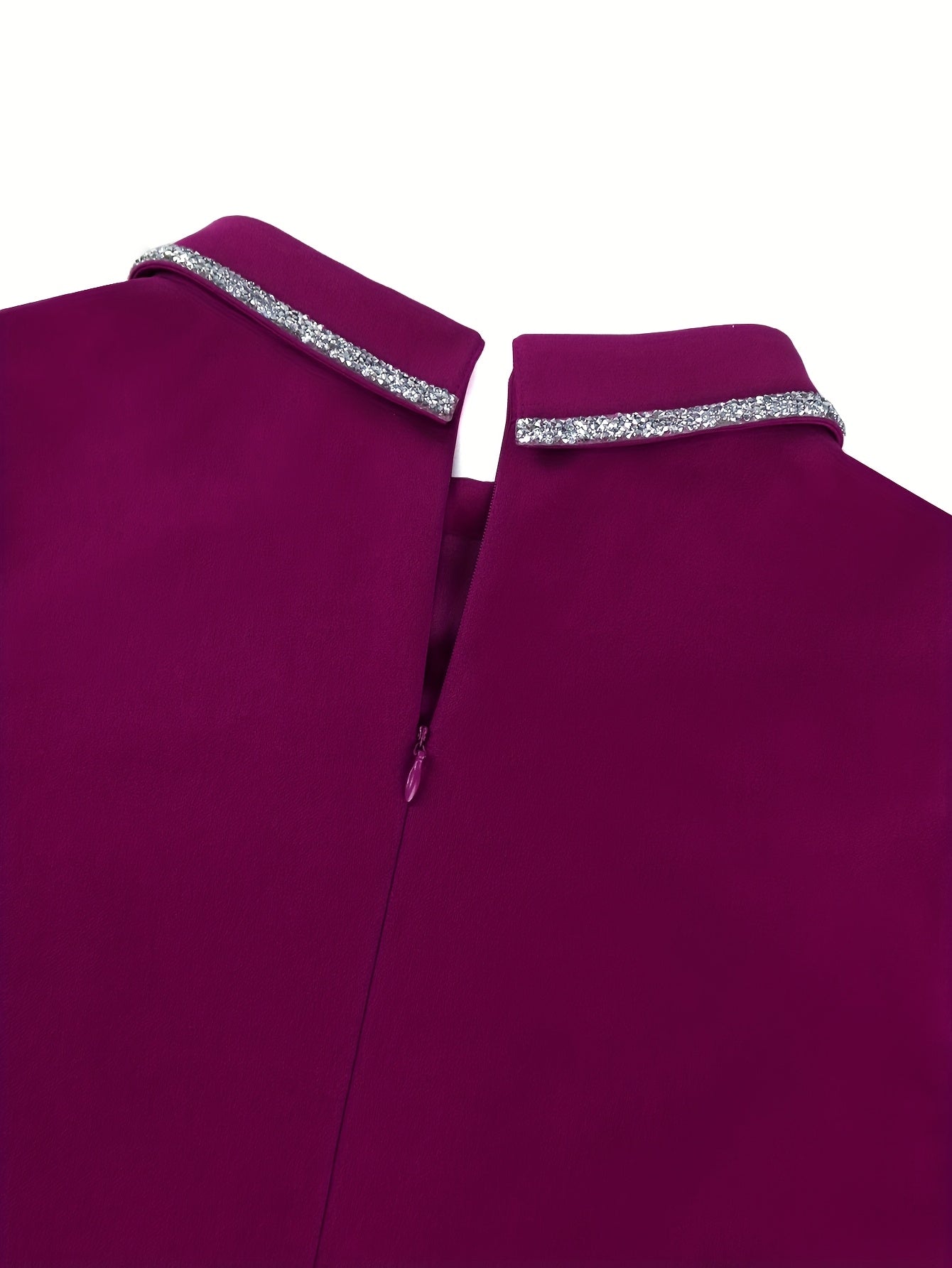 Plus Size Women's Midi Dress Rhinestone Bubble Sleeve High-Low Gown