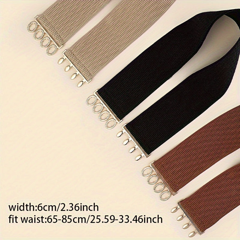 Набор из 3 широких эластичных ремней для женщин однотонных цветов для платьев и пальто