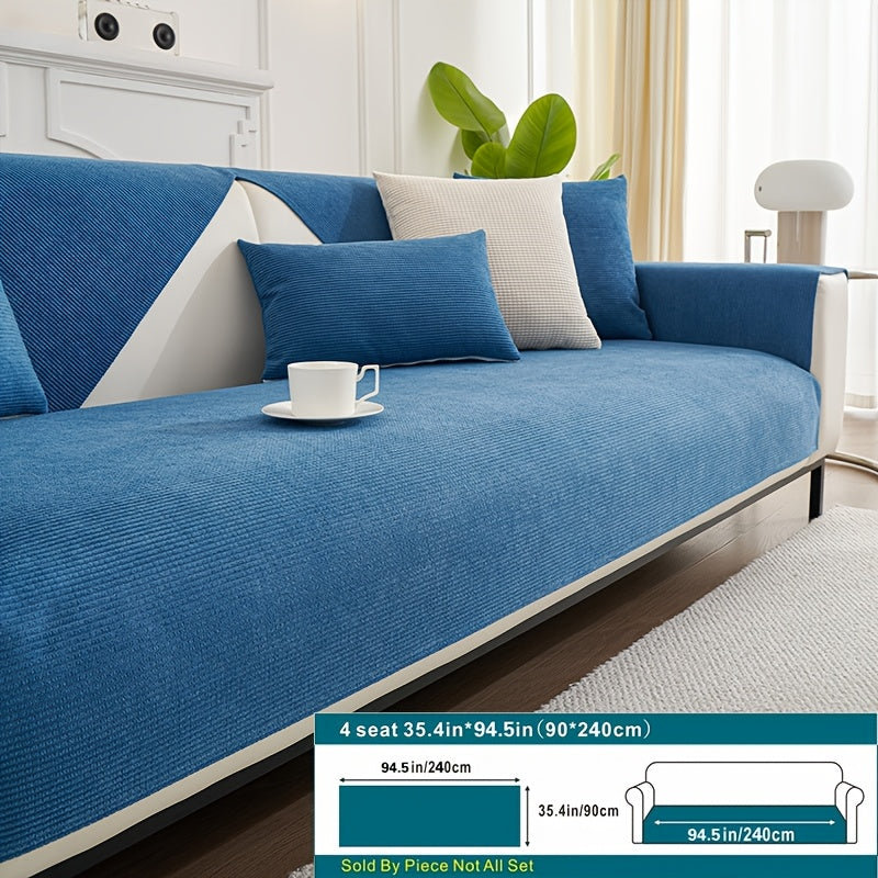 Beige Velvet Sofa Slipcover Pet-Friendly Machine Washable with Backrest and Armrest Protection