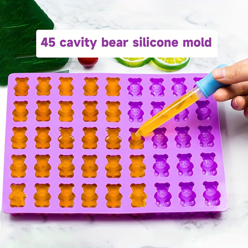 Silicone Gummy Bear Mold Set 2.54cm Katta shirinlik shakllari BPA bepul shishalar bilan