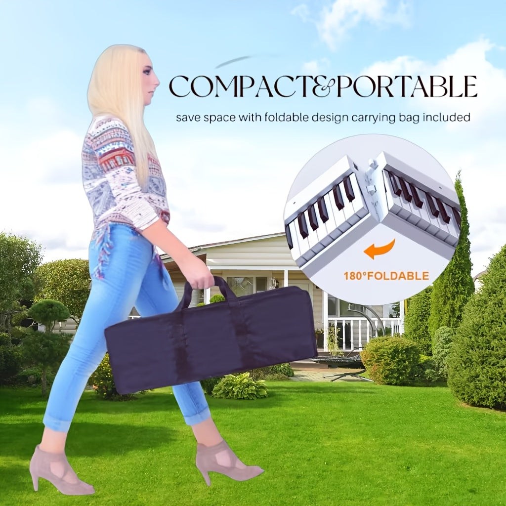 Ko‘p rangli qayta zaryadlanuvchi batareya va sumkaga ega 88 kalitli portativ yig‘iladigan raqamli pianino