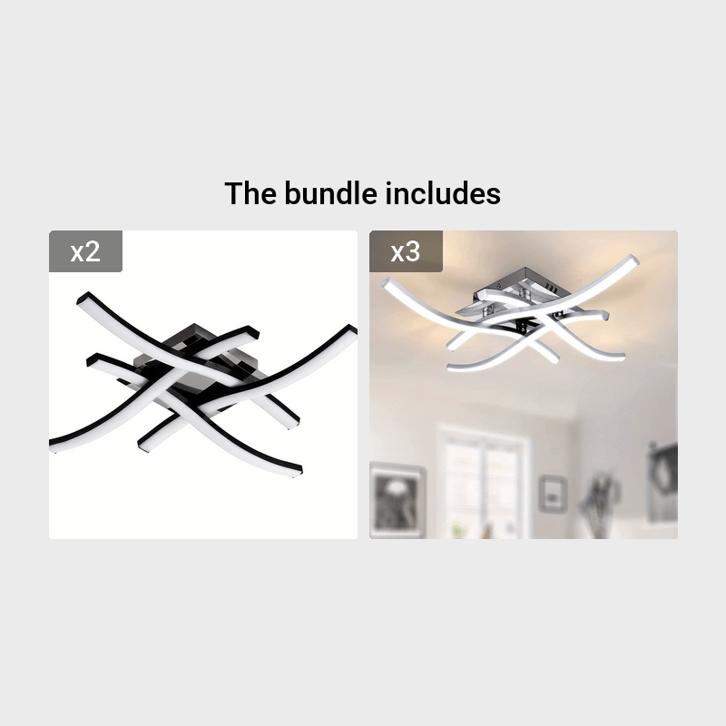 LED Shift Yoritgichi, Nafis Egilgan Dizayn, 4 Ta O'rnatilgan LED Panel, 28W Dimmerli, Zamonaviy Uslubda Yashash Xonasi, Yotoqxona, Oshxona, Koridor Uchun.