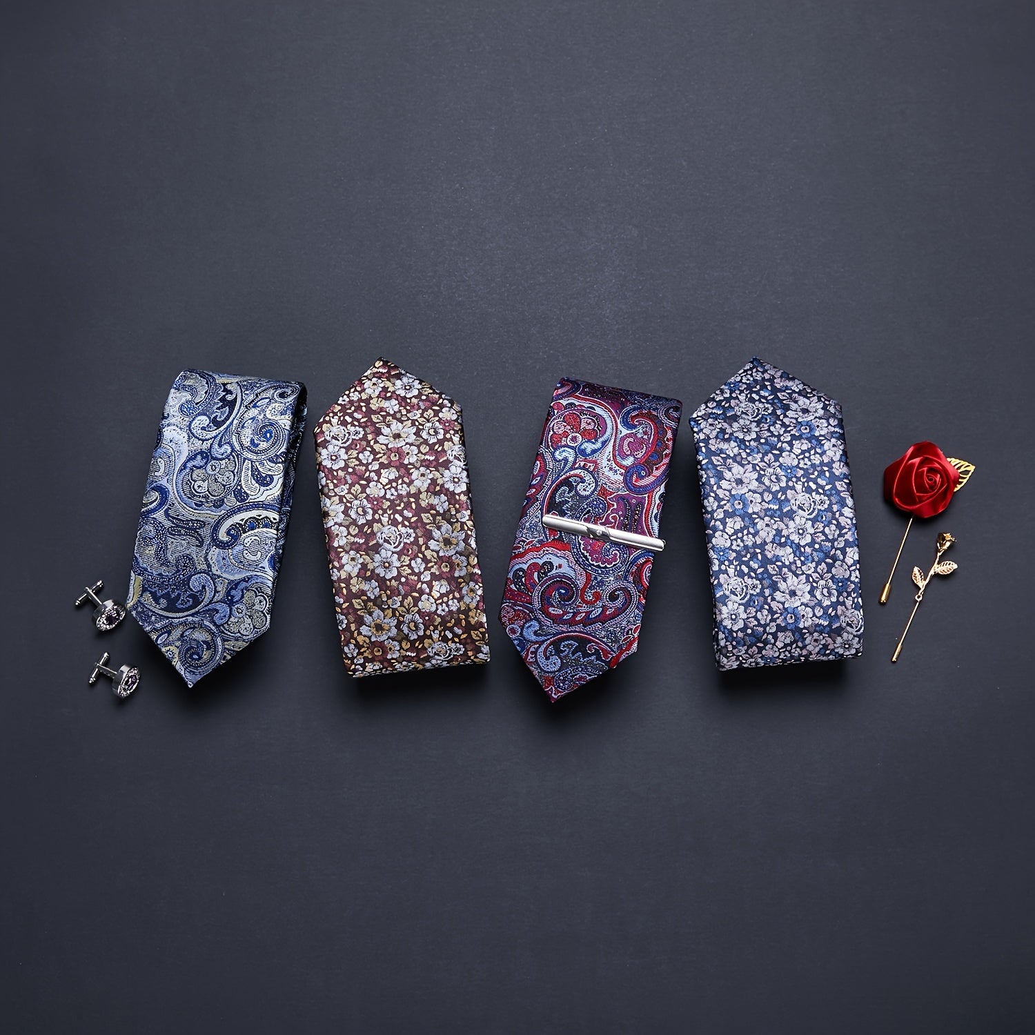 Men's Paisley Floral Necktie for Wedding and Office Wear