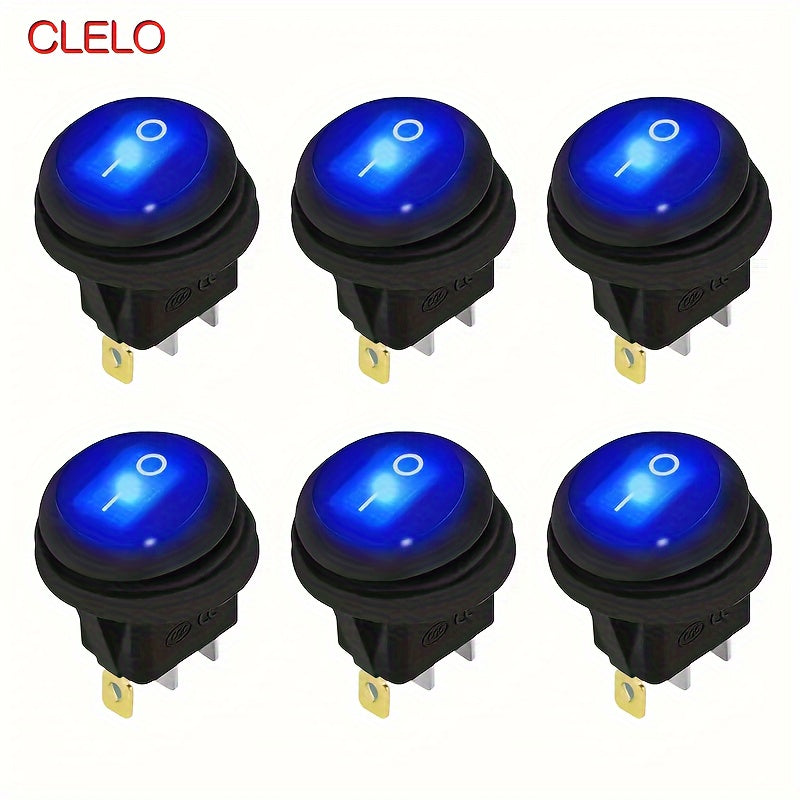 Interruptor de palanca LED azul redondo de 12V 20A para barcos, coches, autocaravanas y camiones