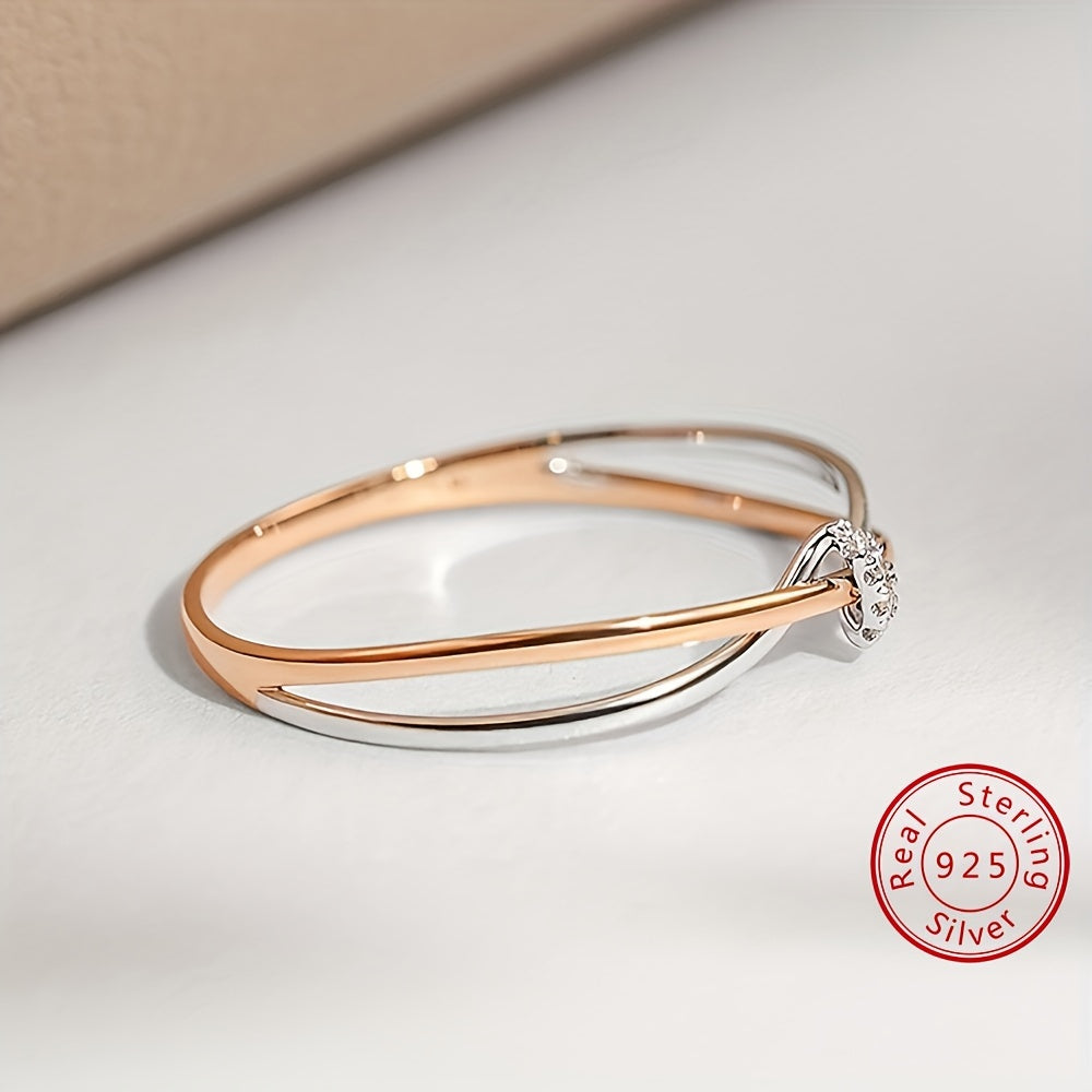 Sterling Silver Rose Gold Ring with Zirconia for Women and Gift