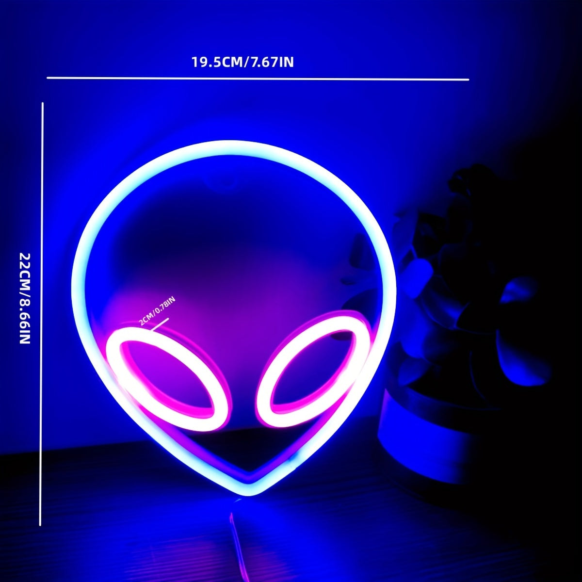 Neon Sign 22x19.5cm Blue Pink UFO LED Wall Light Battery USB Powered for Bedroom Game Room Decor