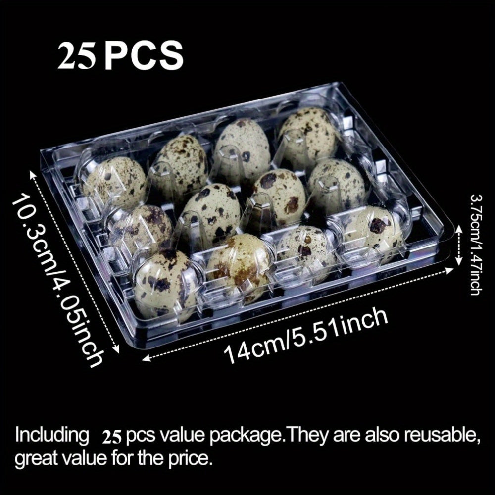 25 штук прозрачных пластиковых ящиков для перепелиных яиц с крышками для мелких яиц