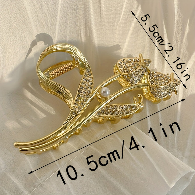 Large Shark Hair Clip for Women with Tulip Design and Thick Hair