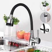 Zinc Alloy Kitchen Faucet with 360° Rotating Handle Chrome Finish Deck Mount Ceramic Valve
