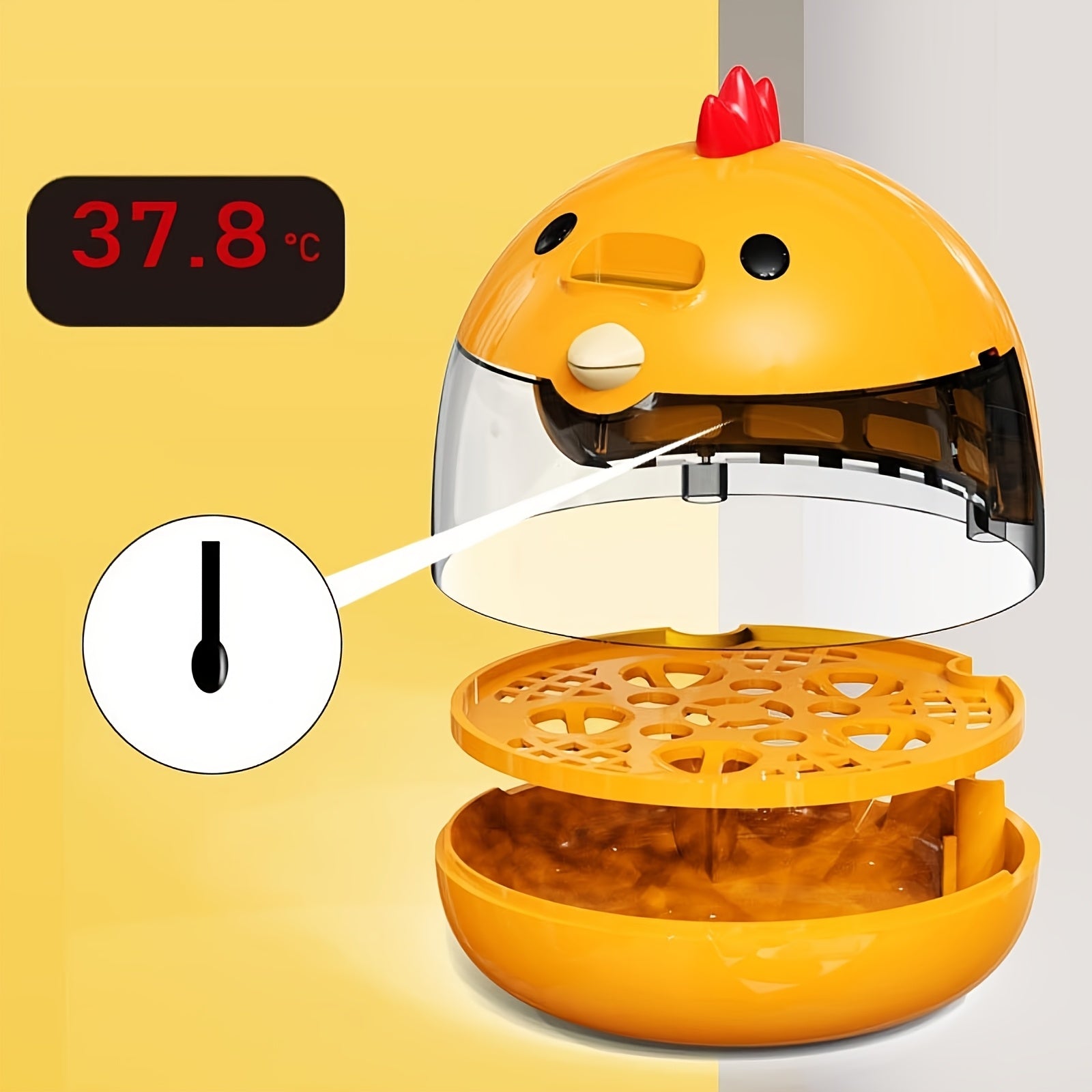 USB-Powered Egg Incubator with Transparent Hatching Chamber and Cute Chick Design for Poultry Eggs