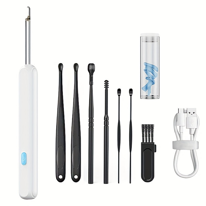 7pcs Earwax Removal Kit with Camera Light and 6 Ear Spoons Rechargeable Household Tool