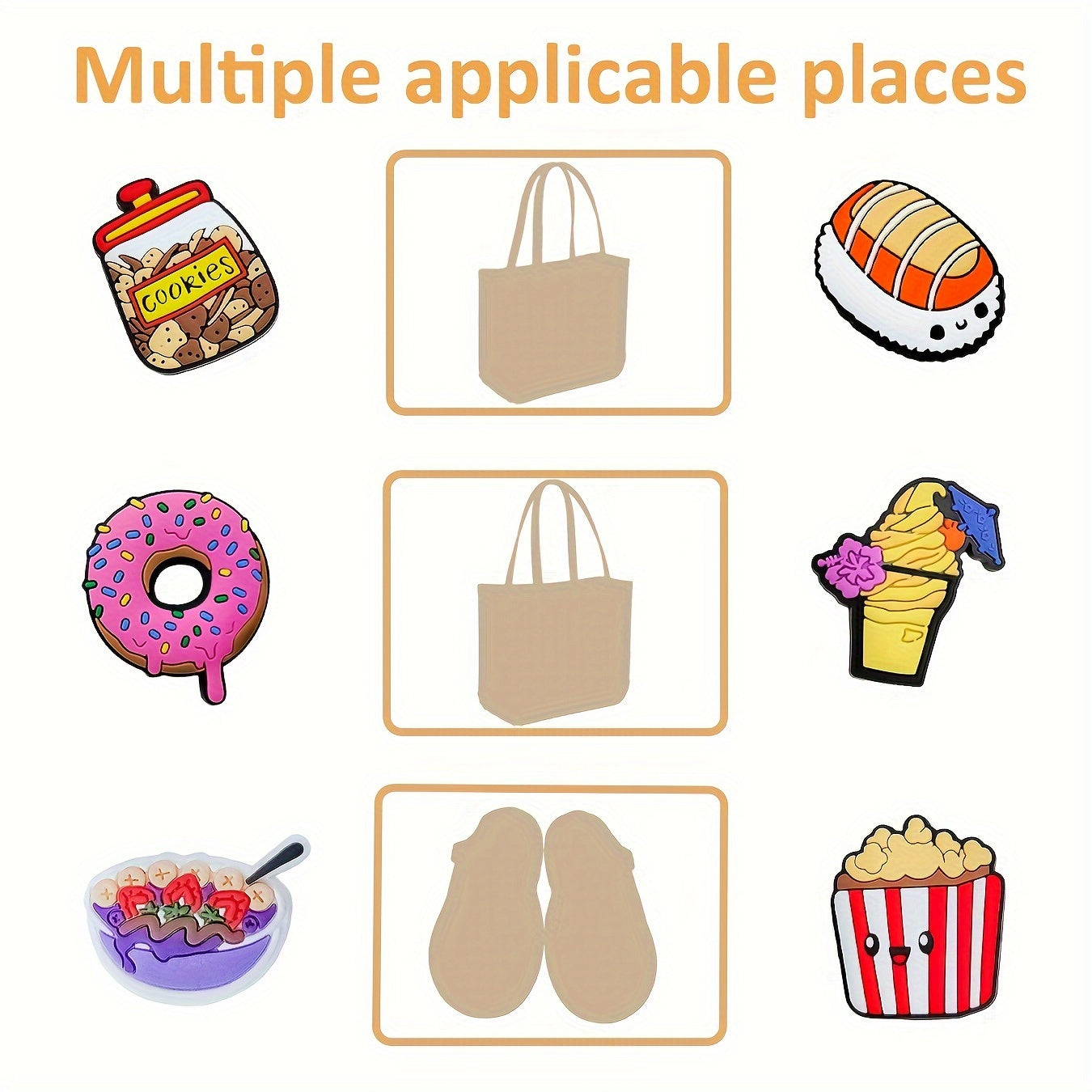 Unisex Silicone Food Shoe Charms for Sandals and Bracelets Set of 20