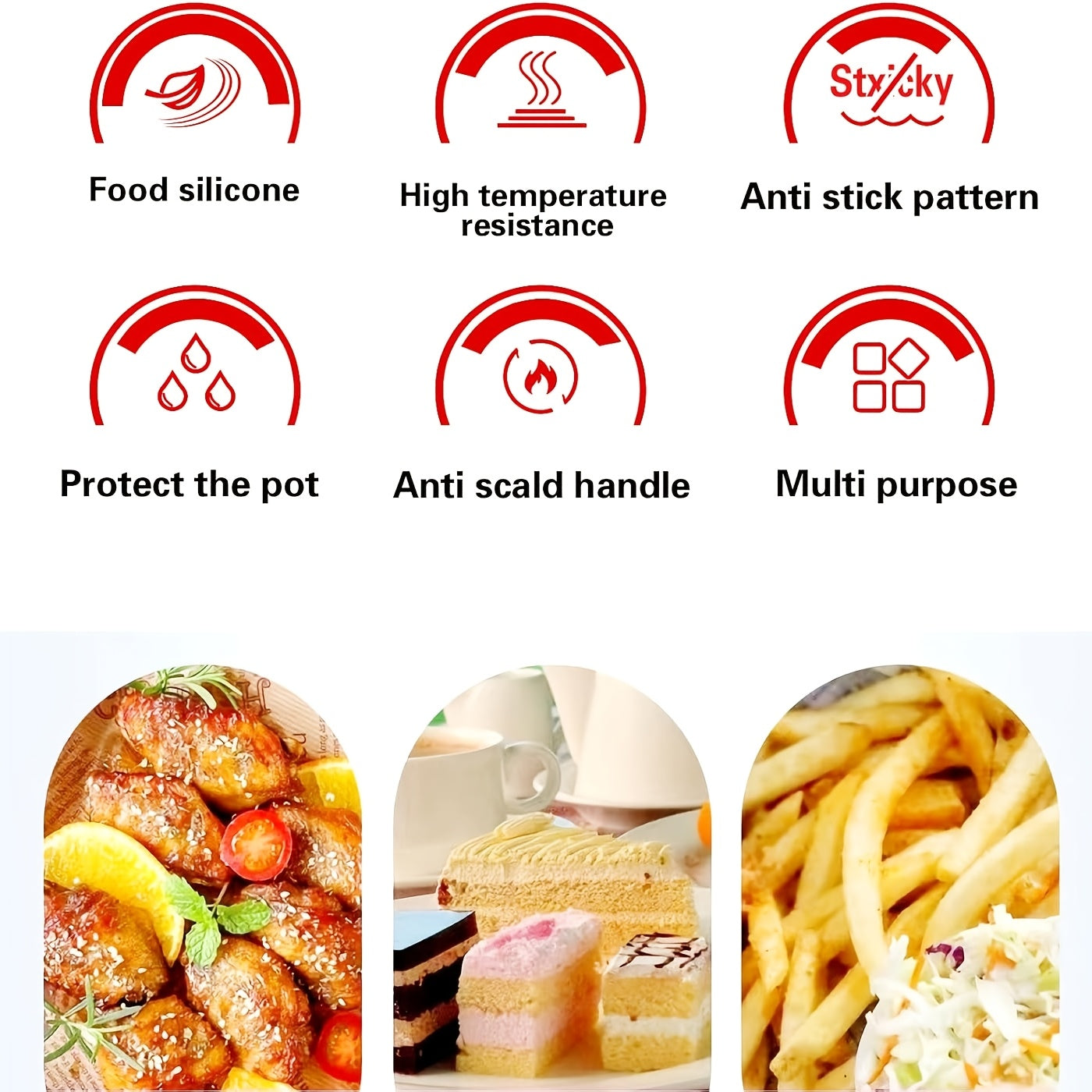 9-Inch Silicone Air Fryer Liner Reusable Non-Stick Heat-Resistant Baking Tray