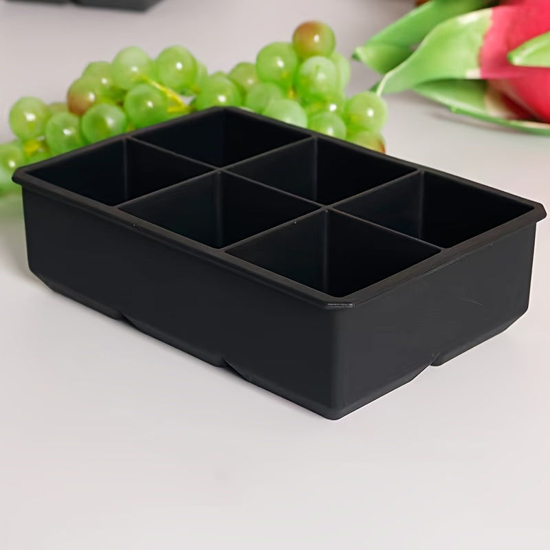 Katta silikon muz kubi shakli, 6 bo'lakli, olib tashlanadigan qopqoq, qayta ishlatiladigan oshxona