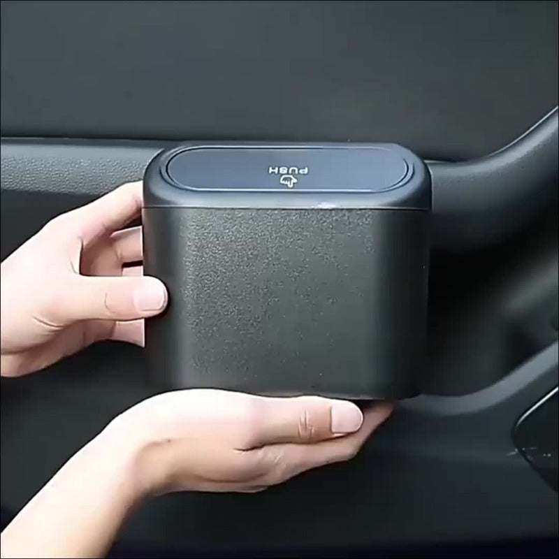 Qora avtomobil axlat qutisi, qopqogʻi bilan, yon eshikga osib qoʻyiladigan saqlash, 1 yoki 2 ta toʻplam