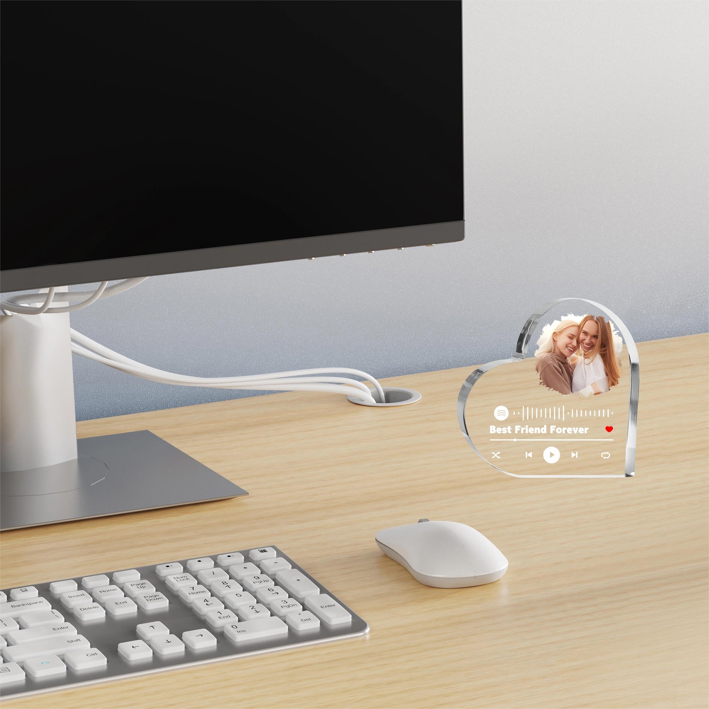 Shaxsiylashtirilgan Akril Yurak Shaklidagi Foto Ramka - Eng Yaqin Do'st uchun Moslashtiriladigan Do'stlik Hediye, Tug'ilgan Kun Hediye, Ichki va Tashqi Dekor, Quvvat Talab Qilmaydi