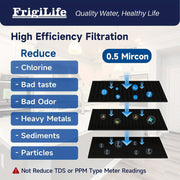 1pack FrigiLife Under Sink Water Filter System — bu toza ichimlik suvi uchun yuqori sig'imli yechim. 22,000 gallongacha filtrlash imkoniyatiga ega bo'lib, bu tizim to'g'ridan-to'g'ri stolingiz ostiga ulanadi va xlor, katta zarrachalar, yomon ta'm va