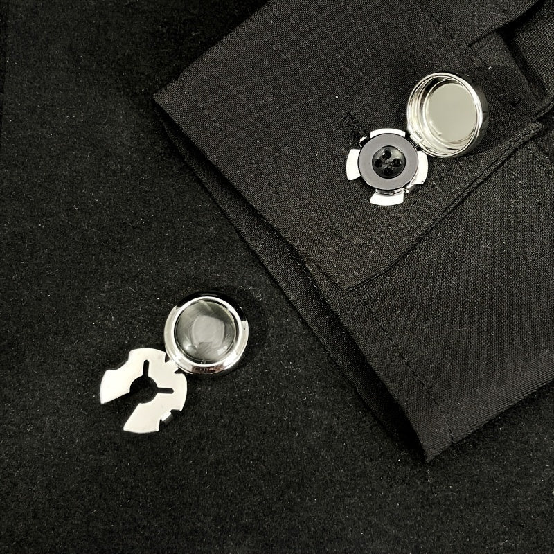 Opal Cufflinks for Men Geometric Round Copper Jewelry for Gift Occasions