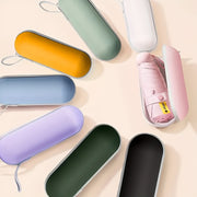 6-Rib Foldable Waterproof Pongee Umbrella with Plastic Handle and Storage Box