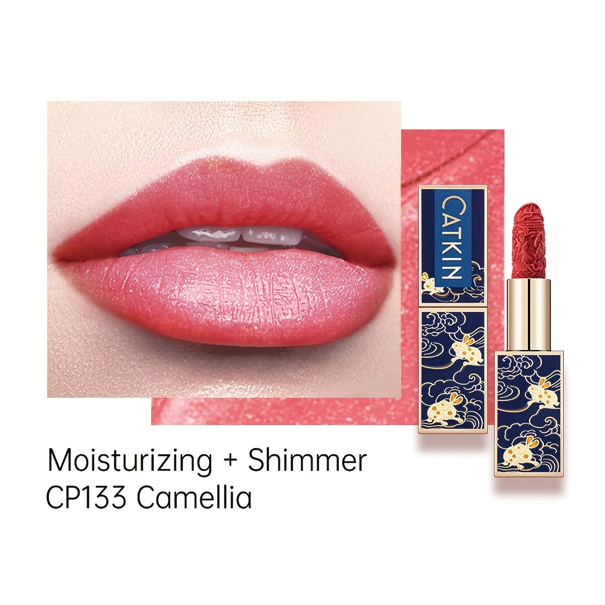 Red Carving Matte Lipstick Waterproof Long-Lasting Satin Finish for Smooth Red and Nude Lips