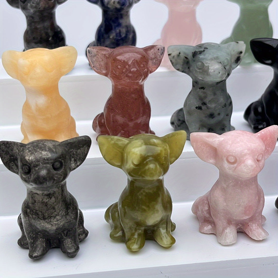 Кристальный чихуахуа, резьба из натурального кристалла, домашний декор, офисный декор, подарок