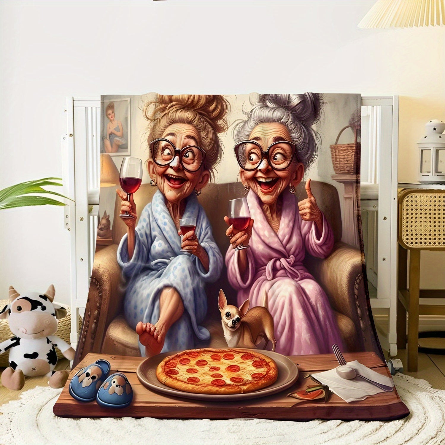 Flannel Throw Blanket for Adults Soft Knitted Polyester Cozy Gift for Elderly