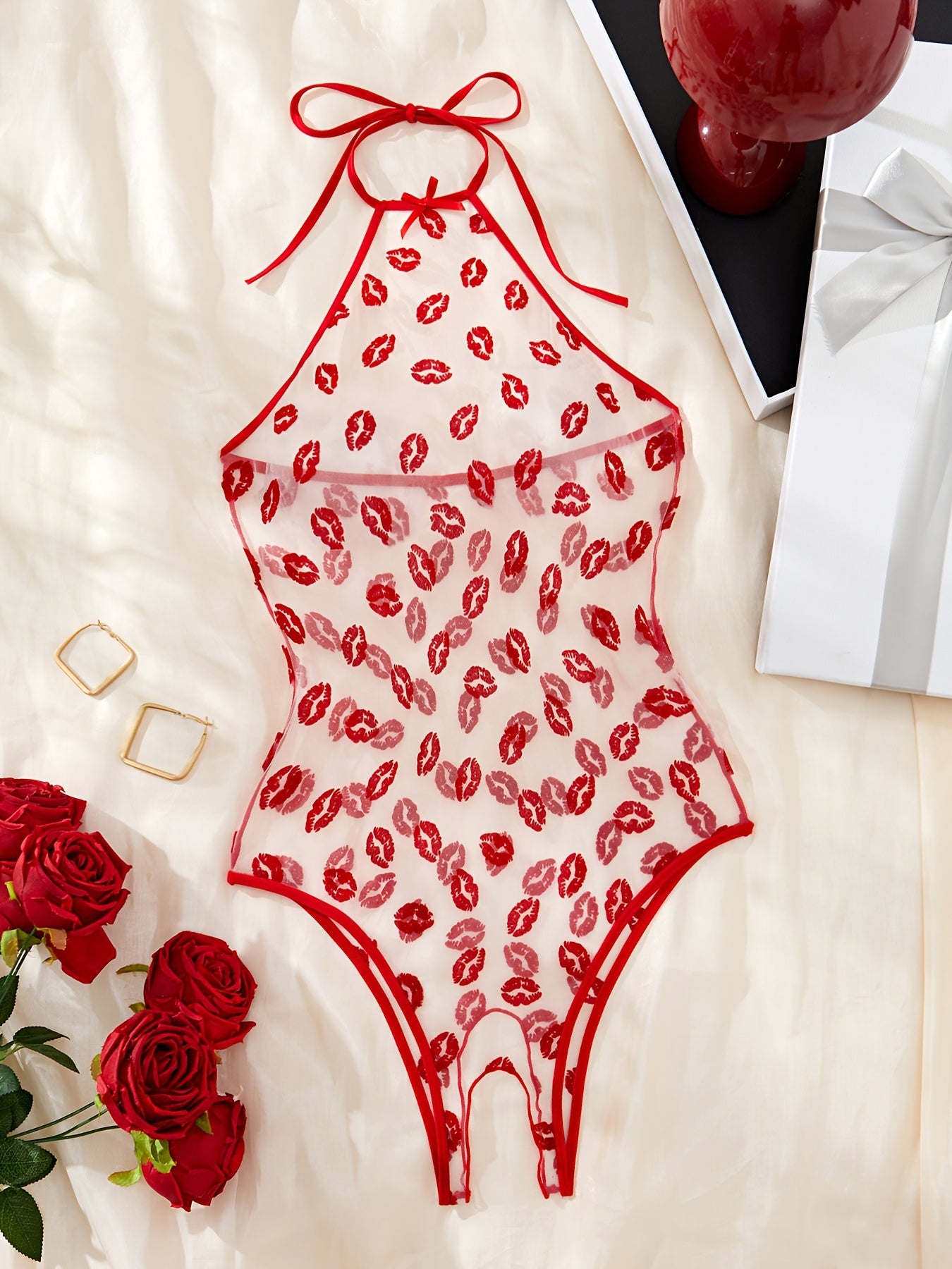 Women's Open-Back Bodysuit Sexy Lingerie Black Size S