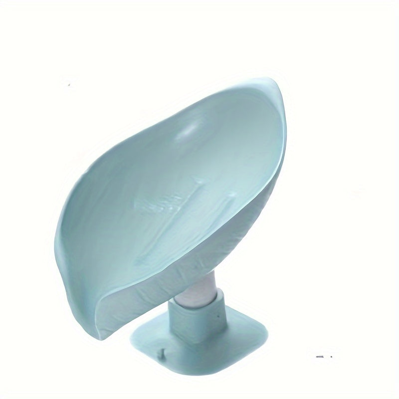 Jabonera en forma de hoja con soporte de ventosa y estante drenante para baño