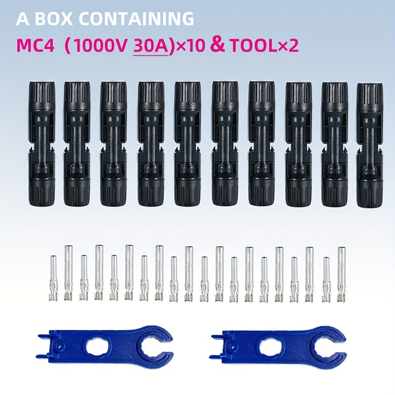10 пар водонепроницаемых разъемов кабеля солнечной панели MC4 с ключами, номинальное напряжение 1000 В, 30 А, 45 А