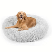 Round Fluffy Dog Bed with Non-Skid Bottom Polyester Material