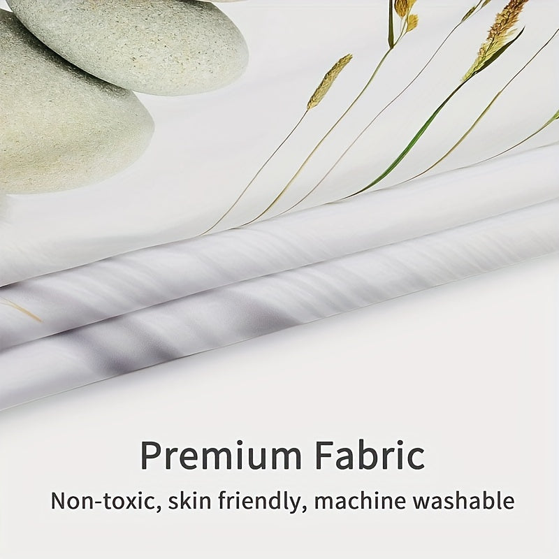 4-Piece Shower Curtain Set Waterproof Non-Slip Rugs Bath Mat Toilet Lid Cover 180x180cm