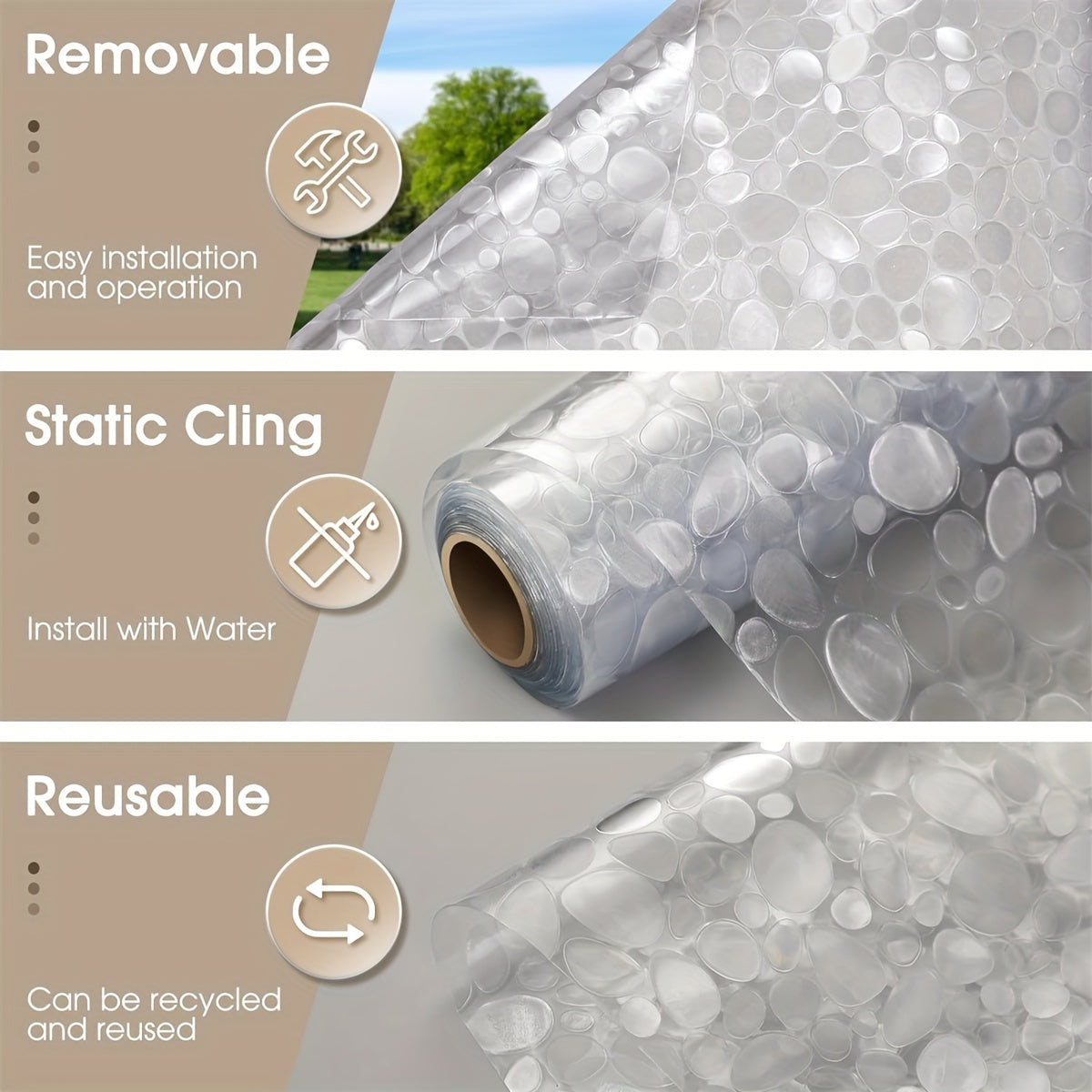 Electrostatic Glass Window Film Blackout Sunscreen Privacy Decor Thick PVC