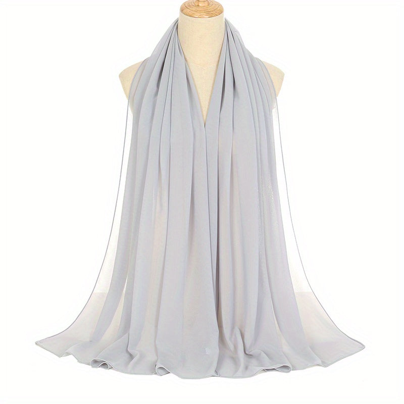 Black and White Chiffon Hijab Lightweight Breathable Headscarf for Women