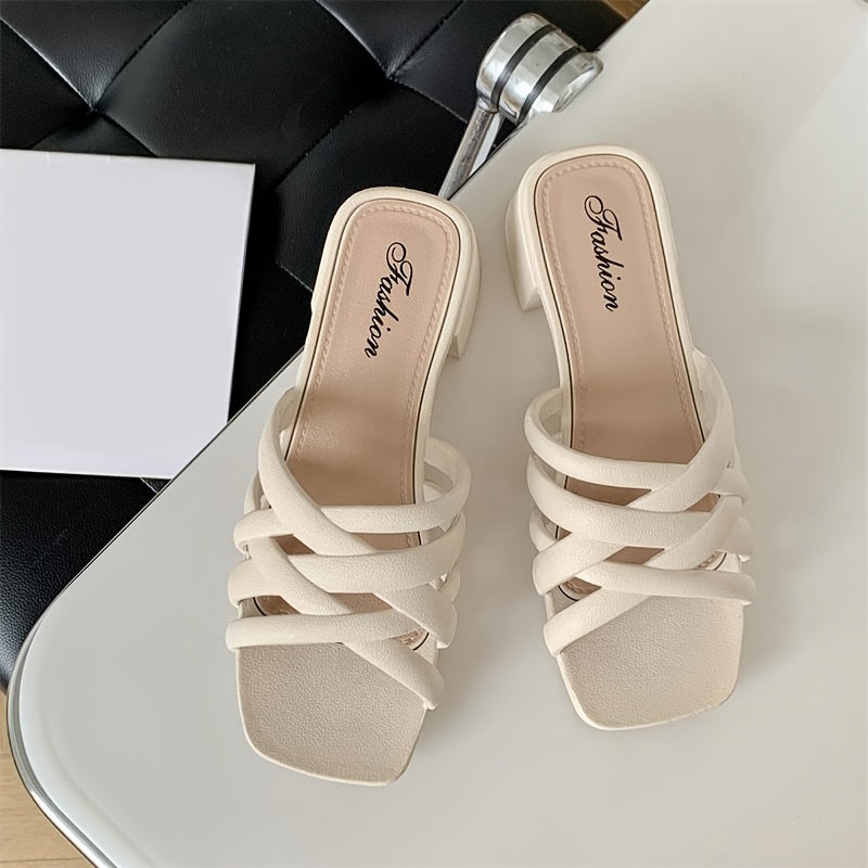 Women Summer Slip-On Sandals Breathable Mesh Flat Heel Open Toe