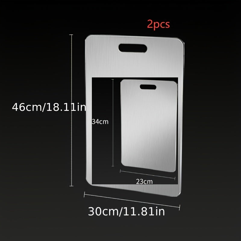 Square Stainless Steel Cutting Board Double-Sided Extra Thick for Kitchen Use