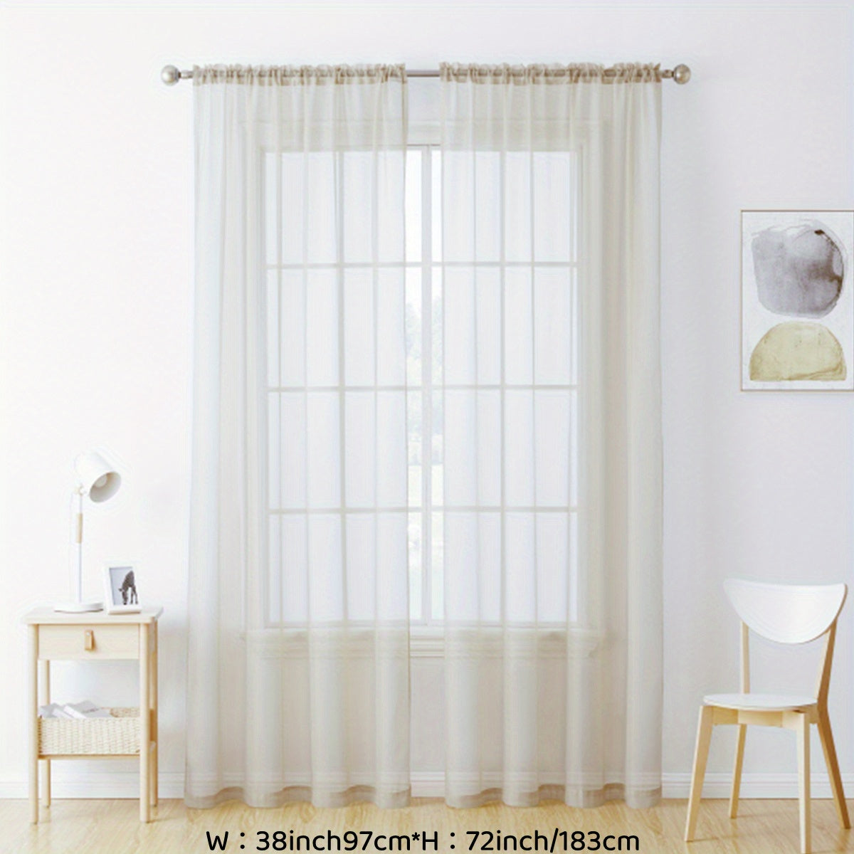 Sheer Voile Curtain Panels for Living Room Bedroom Kitchen Semi-Transparent Polyester
