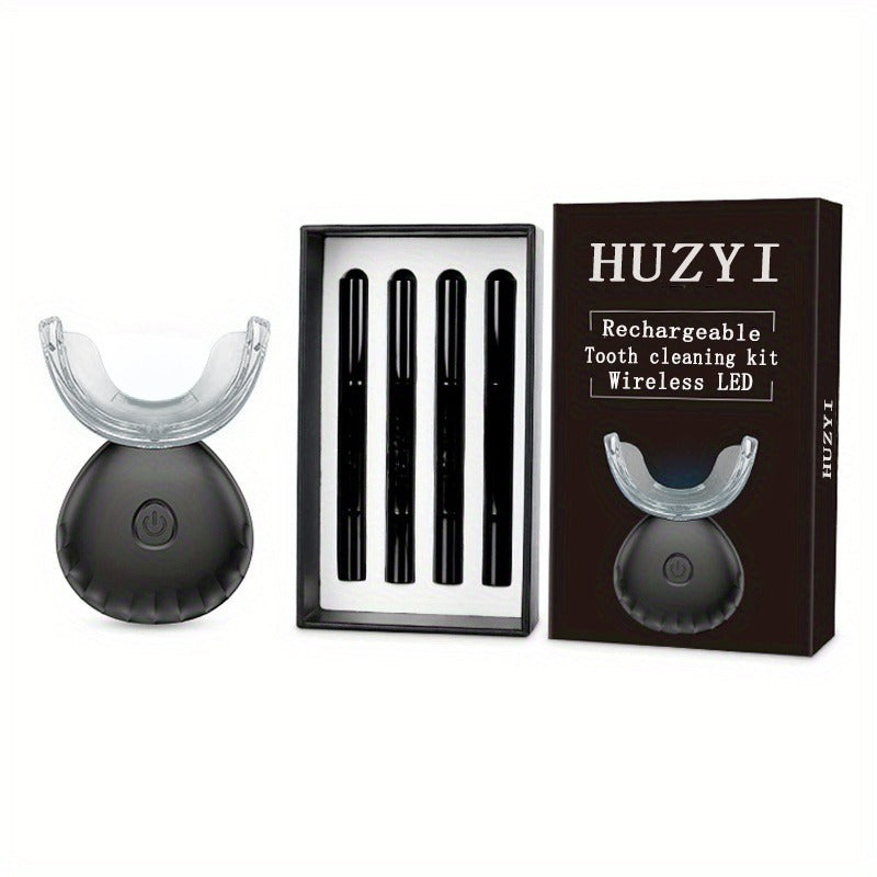 Uyda va sayohatda foydalanish uchun portativ tishlarni oqartirish to'plami, LED chiroq bilan, 4 ta parvarish geli, maxsus tadbirlar uchun ideal sovg'a.