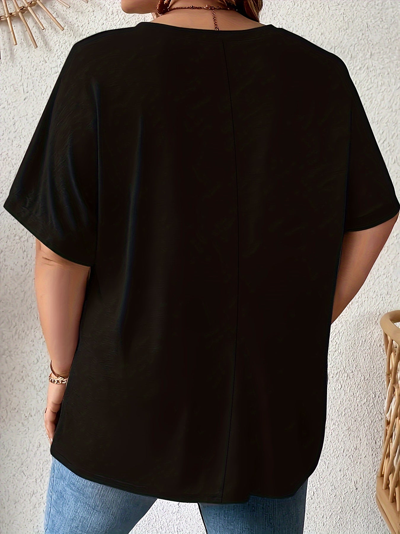 Women's Black Pocket T-Shirt Cotton Short Sleeve Casual Summer Top